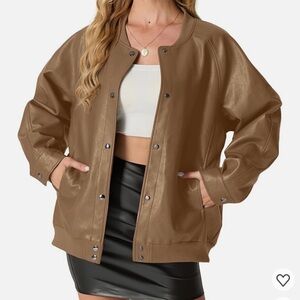 Faux Leather Bomber Jacket